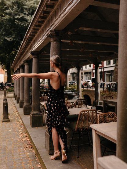 Jurk met één schouder en bloemenprint