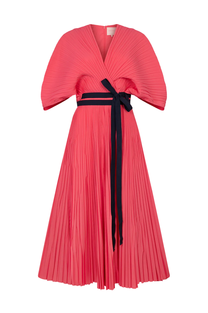 Women's Pink Pleated Benedita Midi Dress