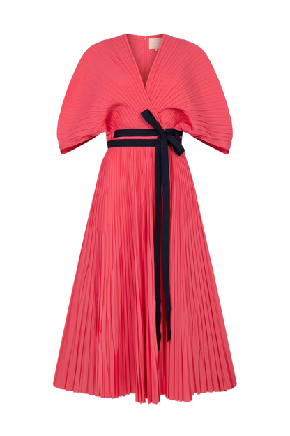 Women's Pink Pleated Benedita Midi Dress