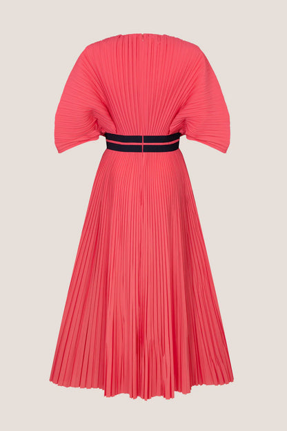 Women's Pink Pleated Benedita Midi Dress