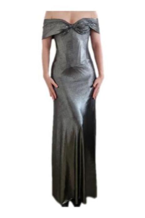 Tyra Maxi silver strapless long dress