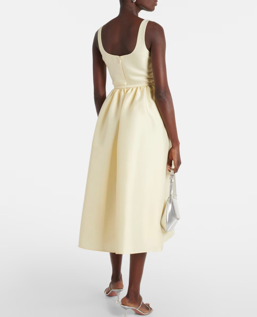 Midi dress with a deep round neckline