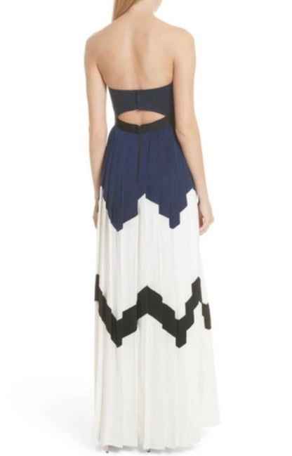 Pleated Bandeau Crepe Maxi Strapless Dress