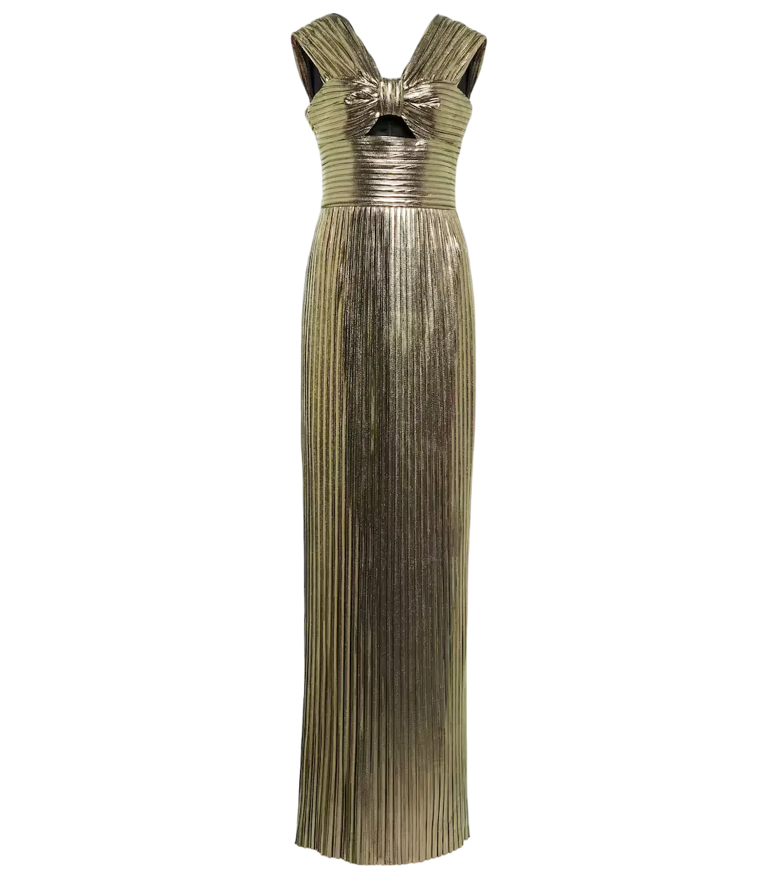 Pleated lamé gown