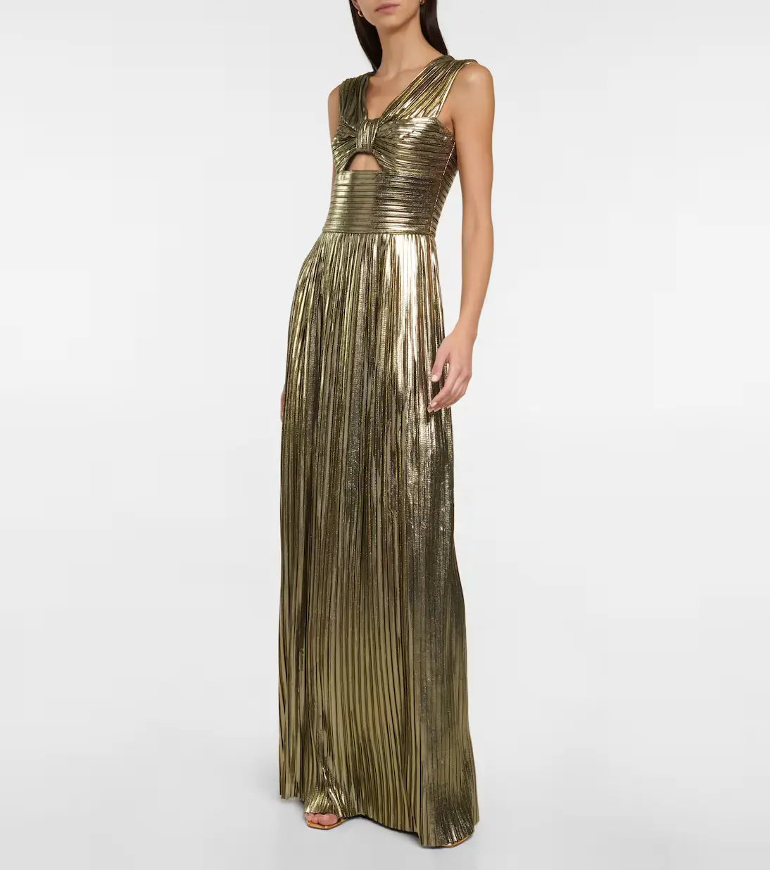 Pleated lamé gown