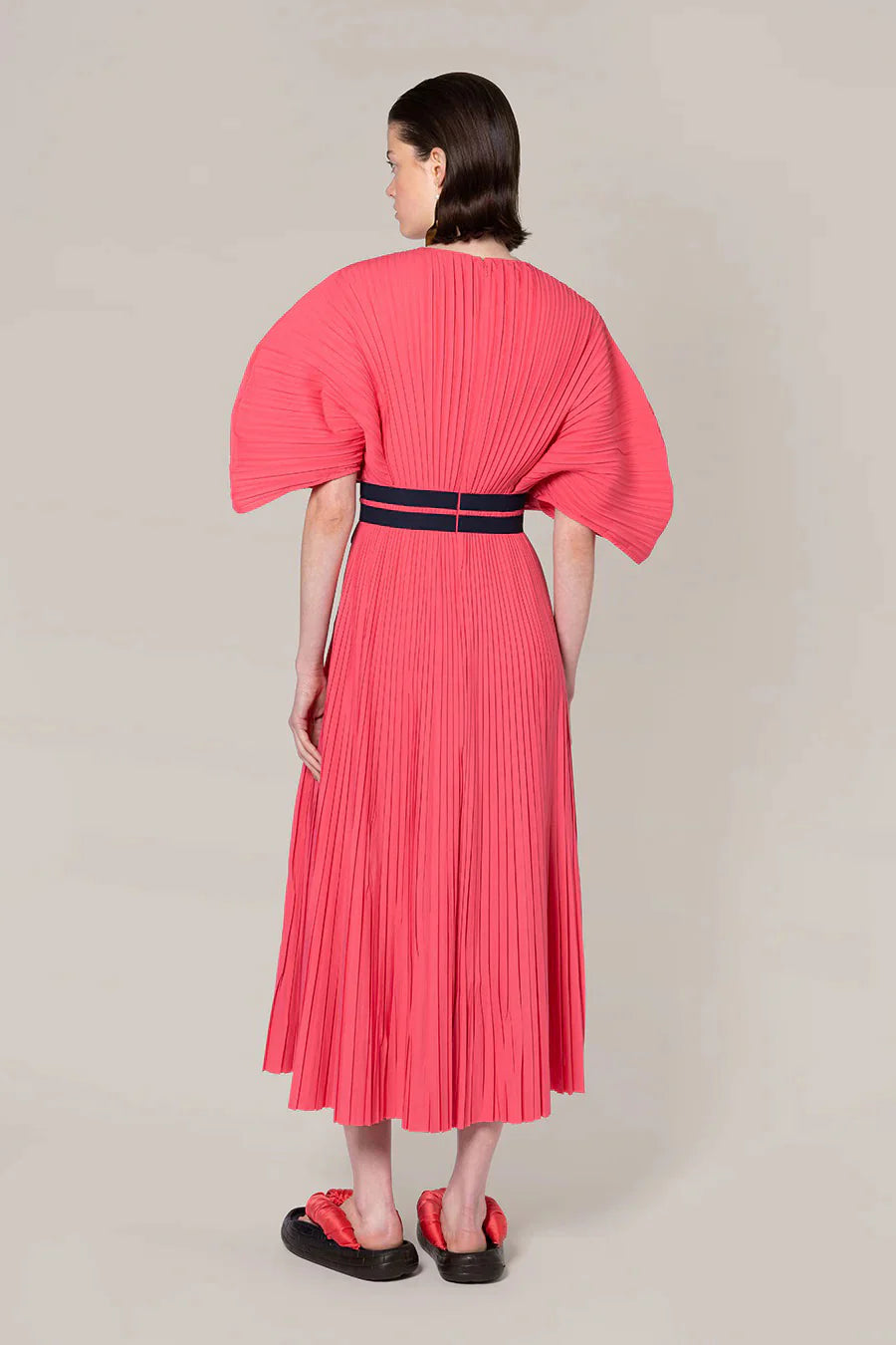 Women's Pink Pleated Benedita Midi Dress