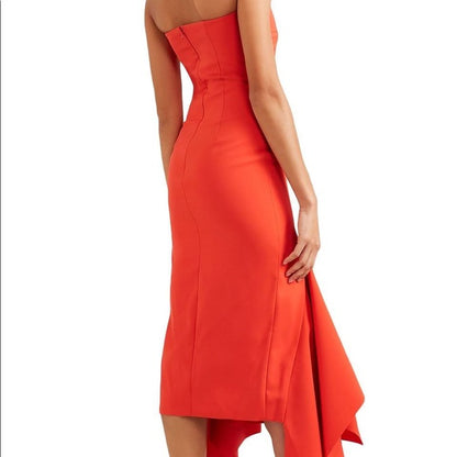 Strapless Midi Dress in Coral