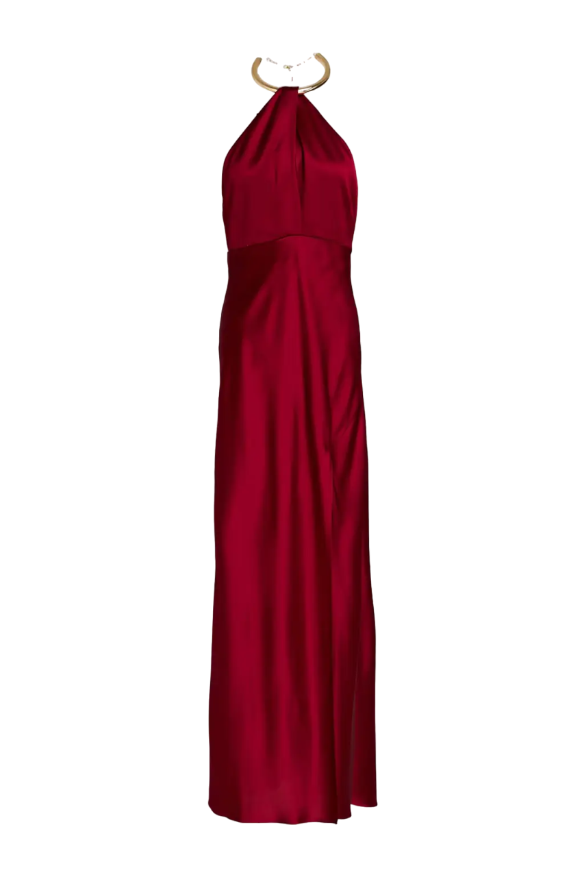 Edyth satin-crepe halterneck gown