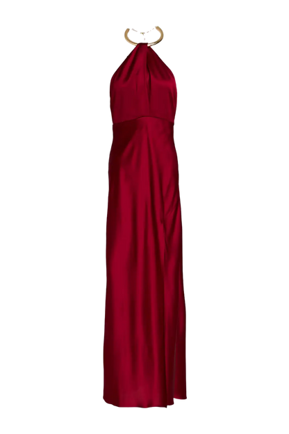 Edyth satin-crepe halterneck gown