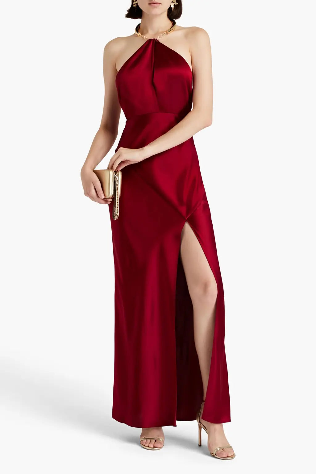 Edyth satin-crepe halterneck gown