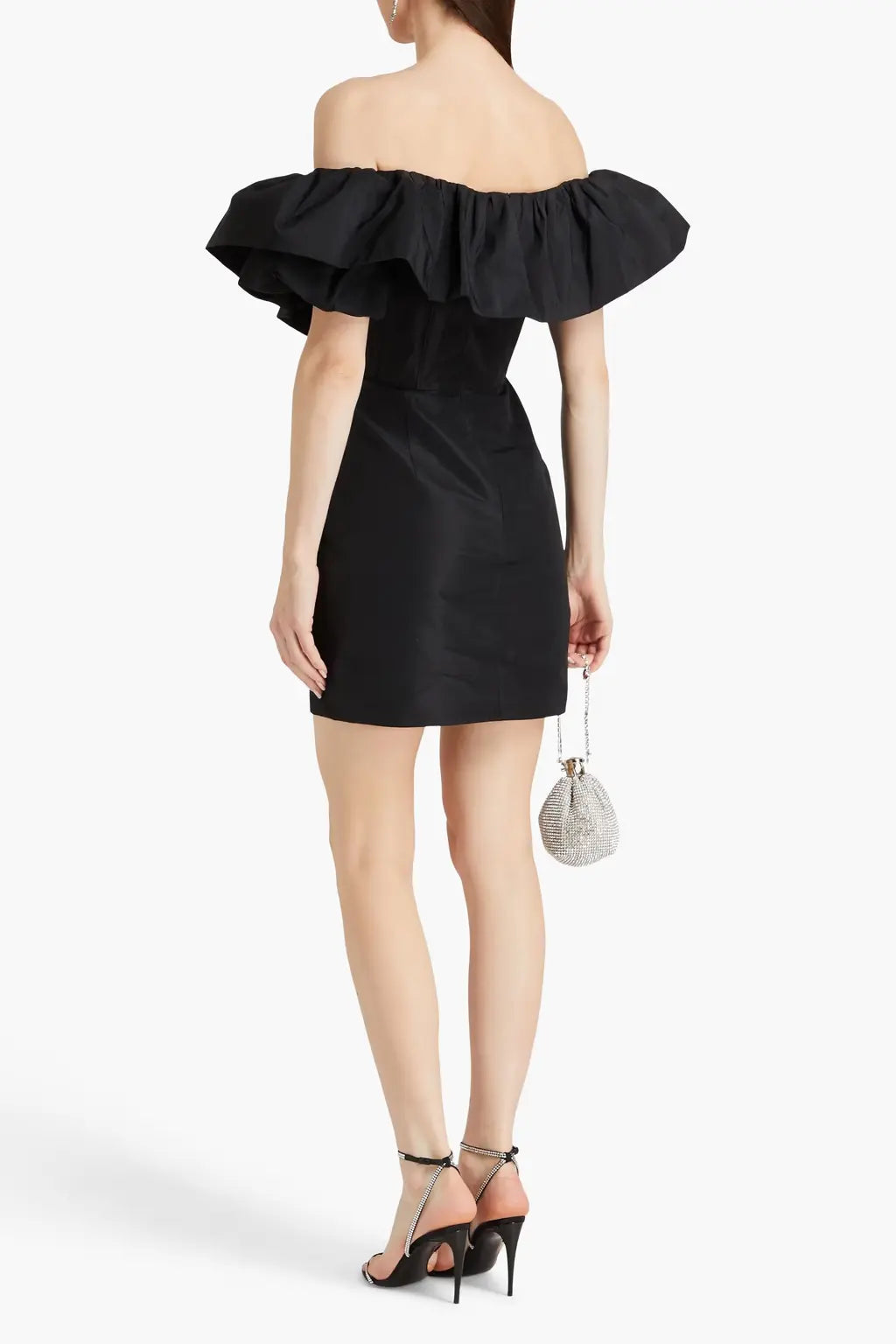 Homecoming off-the-shoulder embellished taffeta mini dress